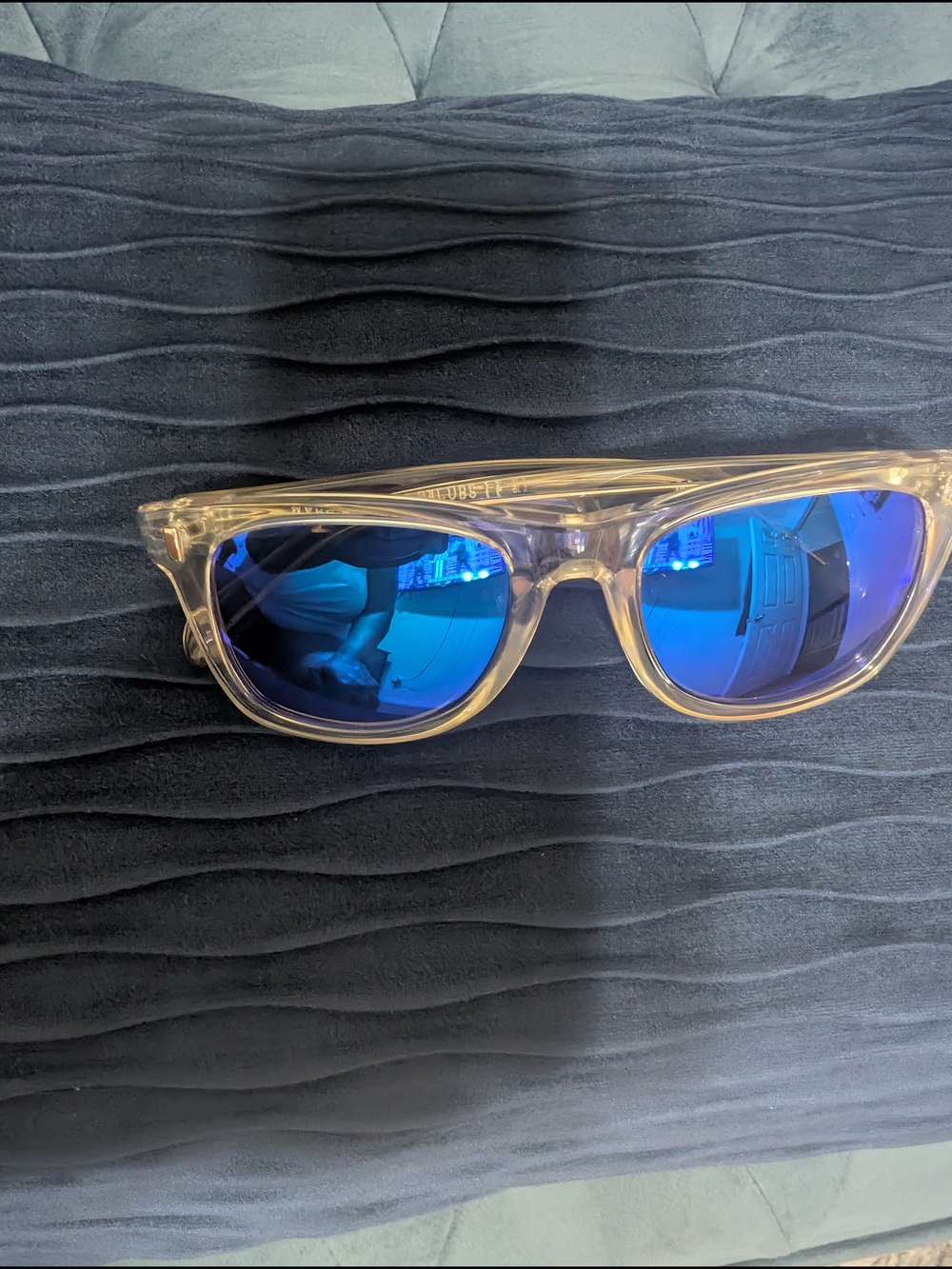 Clear Frame Blue Lens Sunglasses